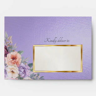 Spring Wildflowers & Leaf Monogram - Blue Lilac Envelope