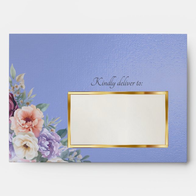Spring Wildflowers & Leaf Monogram - Sky Blue Envelope (Front)