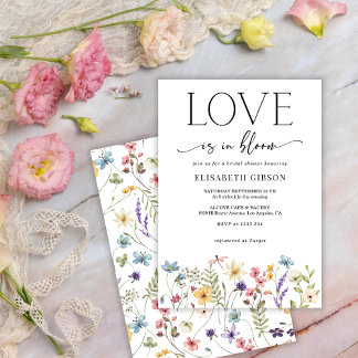 Spring Wildflowers Love in Bloom Bridal Shower Invitation