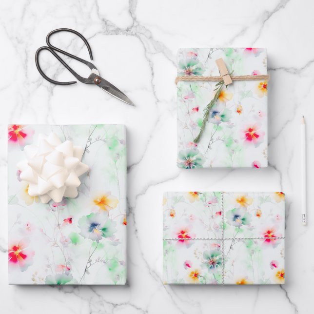 Spring Wildflowers Meadow Flower Garden Elegant Wrapping Paper Sheets (Front)