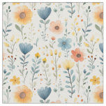 Spring Wildflowers on Off White Fabric