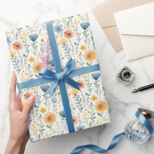 Spring Wildflowers on Off White Wrapping Paper