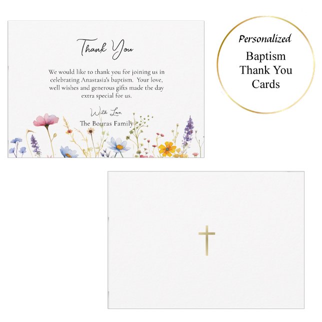 Spring Wildflowers Orthodox Baptism  Thank You Card (Creator Uploaded)