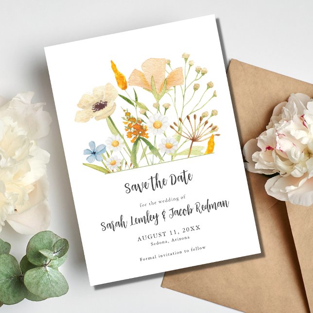 Spring Wildflowers Outdoor Wedding  Save The Date (Spring Wildflowers Outdoor Wedding Save The Date)