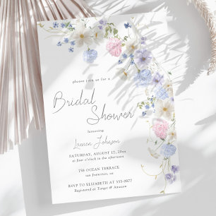 Spring Wildflowers Purple Pink Bridal Shower Invitation