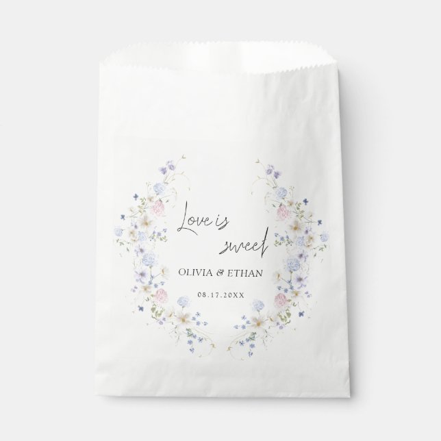 Spring Wildflowers Purple Pink Wedding Favor Bag (Front)