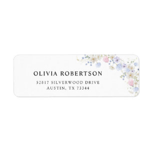 Spring Wildflowers Purple Pink Wedding Label