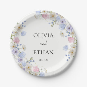 Spring Wildflowers Purple Pink Wedding Paper Plates