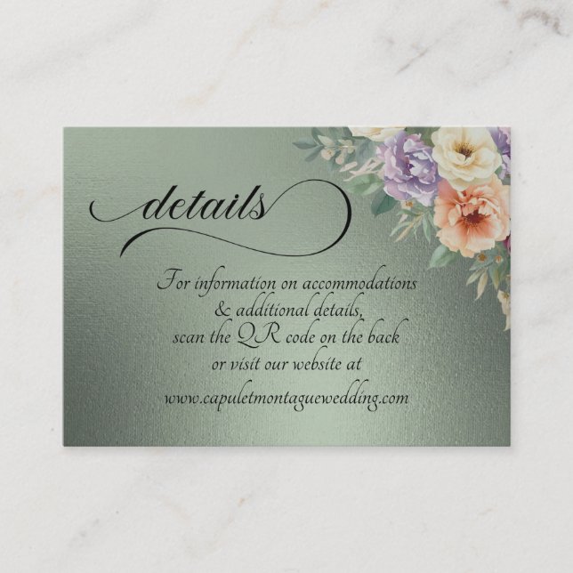 Spring Wildflowers, QR Code - Sage Enclosure Card (Front)