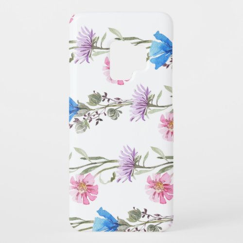 Spring wildflowers watercolor botanical pattern Case_Mate samsung galaxy s9 case