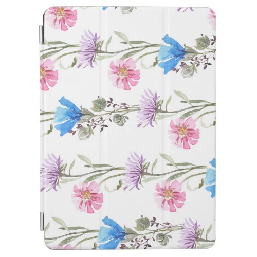 Spring wildflowers watercolor botanical pattern iPad air cover