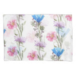 Spring wildflowers: watercolor botanical pattern. pillow case