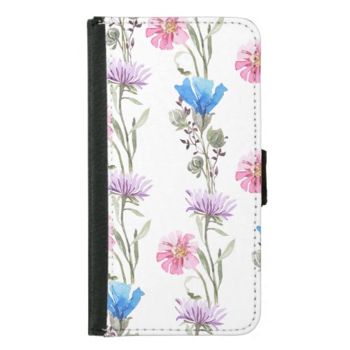 Spring wildflowers watercolor botanical pattern samsung galaxy s5 wallet case