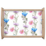 Spring wildflowers: watercolor botanical pattern. serving tray
