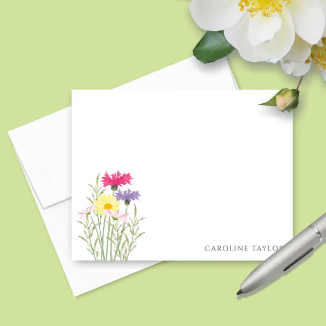 Spring Wildflowers Watercolor Floral Stationery Note Card | Zazzle