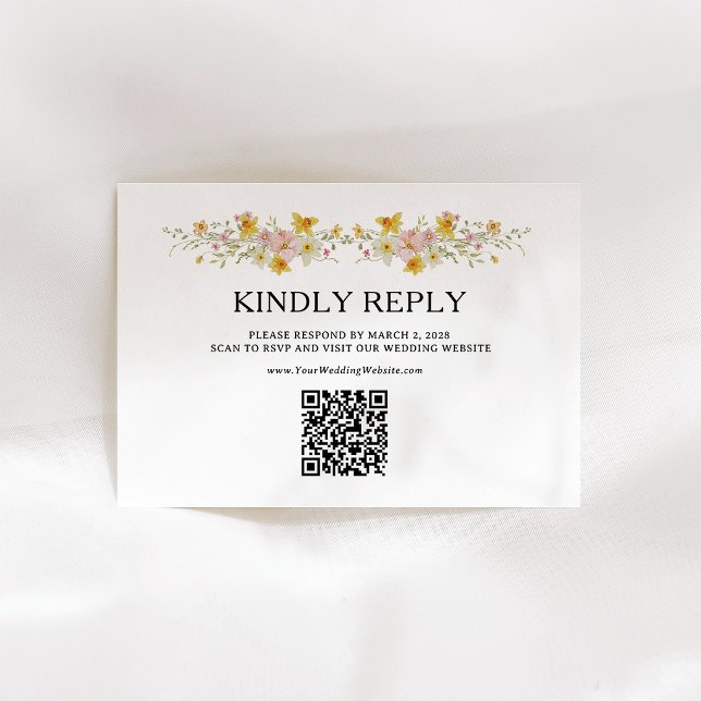 Spring Wildflowers | Watercolor QR Code RSVP Card (Creator Uploaded)