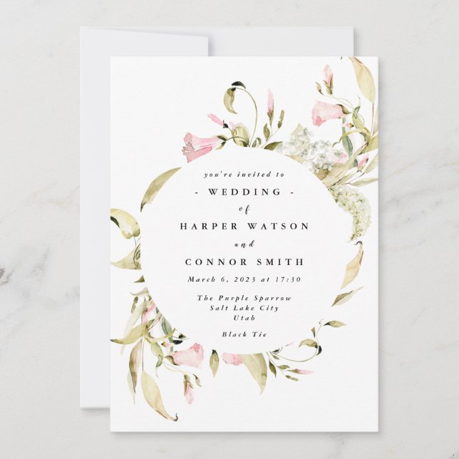 Spring Wildflowers Watercolor Wedding Invitation (Front)