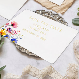 Spring Wildflowers Wedding Save the Date Foil Invitation