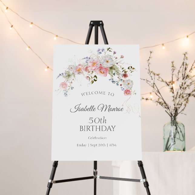  Spring Wildflowers Welcome 50th Birthday Foam Board (In Situ (Stand))