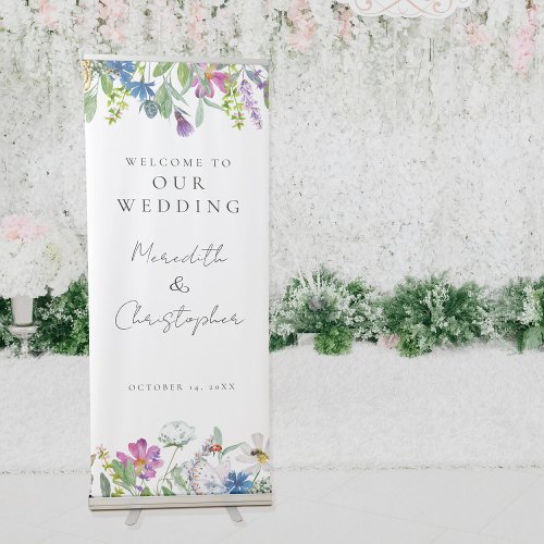 Spring Wildflowers Welcome To Our Wedding Retractable Banner