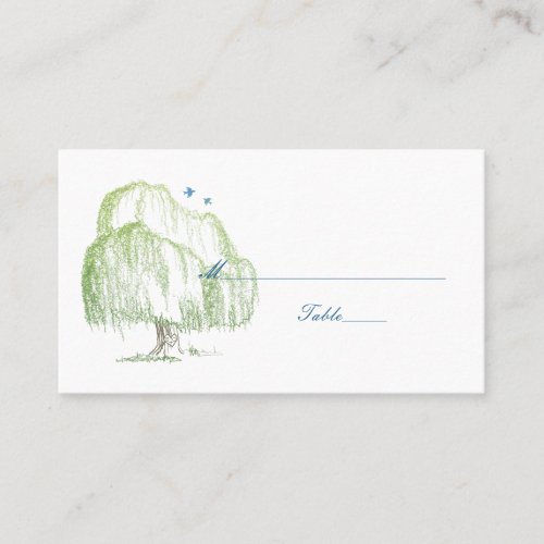 Spring Willow Tree Wedding Place or Escort Cards Business Card Template