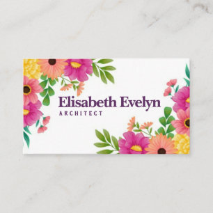 Spring with colorful flowers business card