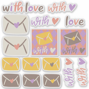 Spring With Love Envelopes and Hearts Sticker