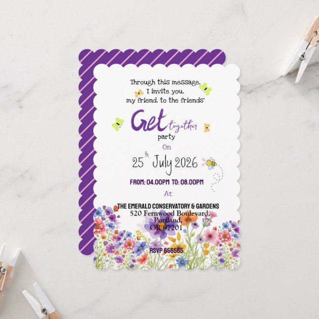 Spring with purple  invitation (Front/Back In Situ)
