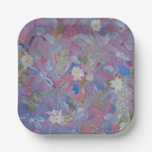 Spring Wonderland Floral 7 Square Paper Plate