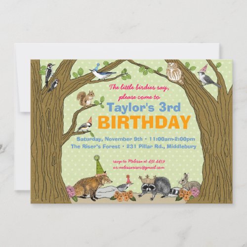 Spring Woodland Animal Party Invitation