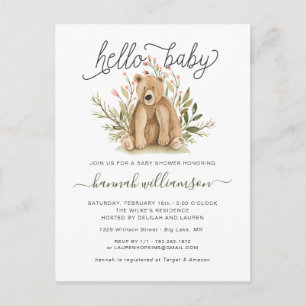 Spring Woodland Baby Shower Invitation Postcard