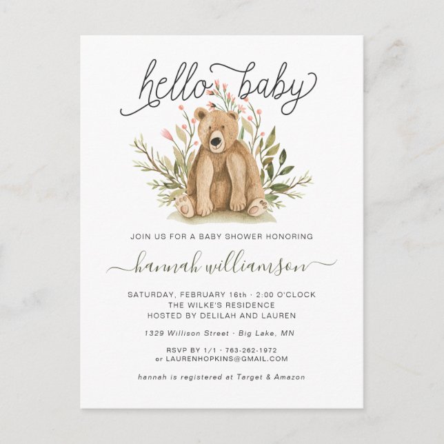 Spring Woodland | Baby Shower Invitation Postcard (Front)