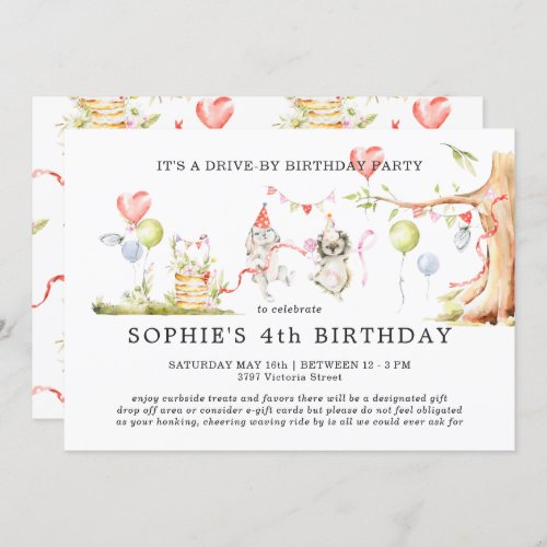 Spring Woodland  Drive_By Birthday Invitation