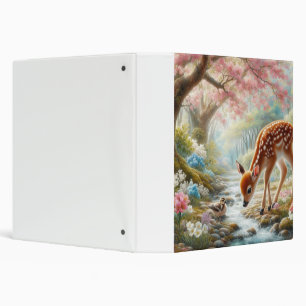 Spring woods with duck and fawn/deer 3 ring binder