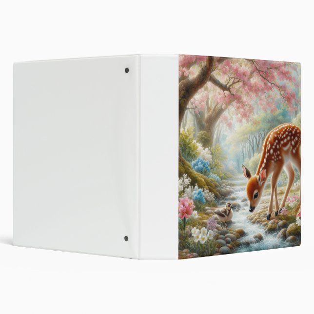 Spring woods with duck and fawn/deer  3 ring binder (Background)