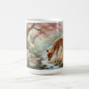 Spring woods with duck and fawn/deer  coffee mug
