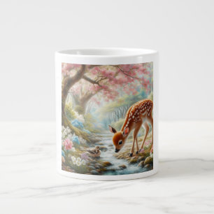 Spring woods with duck and fawn/deer giant coffee mug