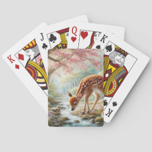 Spring woods with duck and fawn/deer poker cards