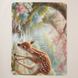Spring woods with duck and fawn/deer sherpa blanket