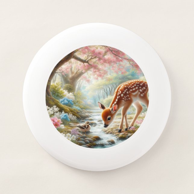 Spring woods with duck and fawn/deer  Wham-O frisbee (Front)