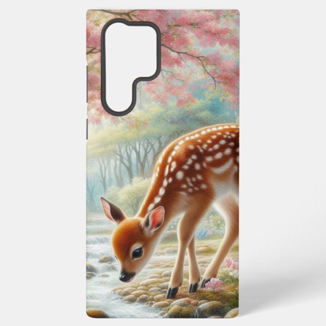 Spring woods with fawn/deer  samsung galaxy case (Back)