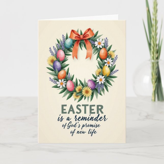 Spring Wreath Easter Card (Front)