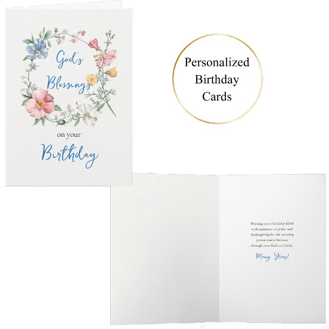 Spring Wreath God's Blessing Orthodox Birthday Card (Creator Uploaded)