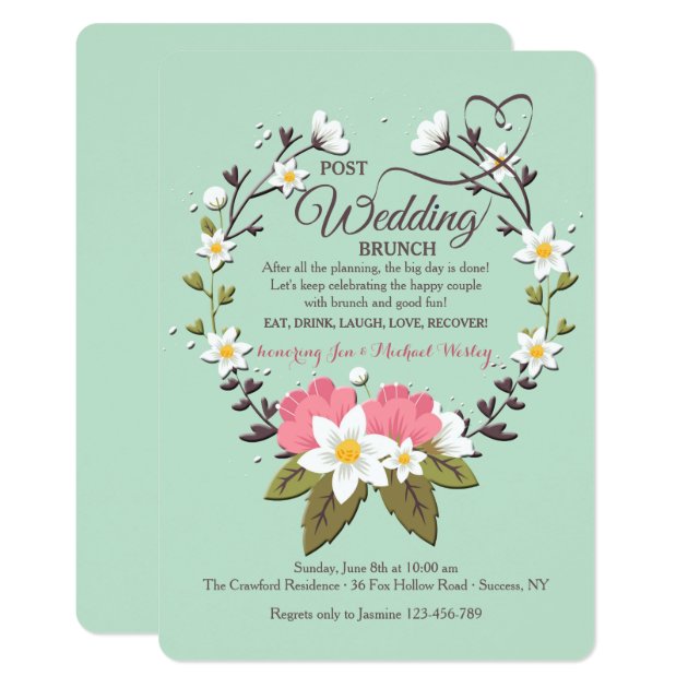Spring Wreath Post Wedding Brunch Invitation