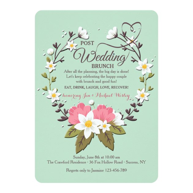 Spring Wreath Post Wedding Brunch Invitation