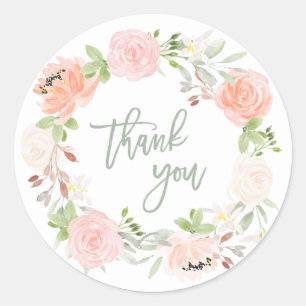 Spring Wreath Watercolor Floral Wedding Classic Round Sticker
