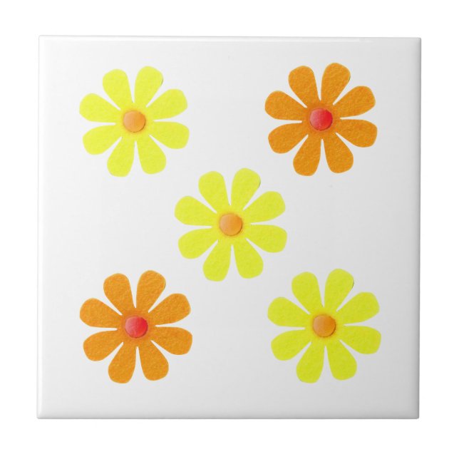 Spring yellow and orange flowers for kitchen ceramic tile (Front)