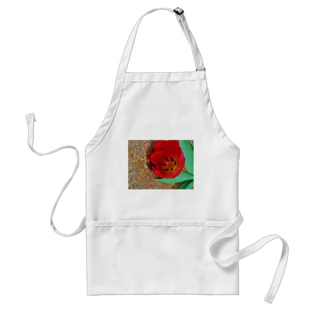 Spring yellow and Red Tulip Adult Apron (Front)