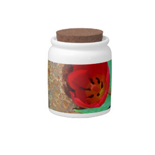 Spring yellow and Red Tulip Candy Jar