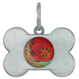 Spring yellow and Red Tulip Pet Tag